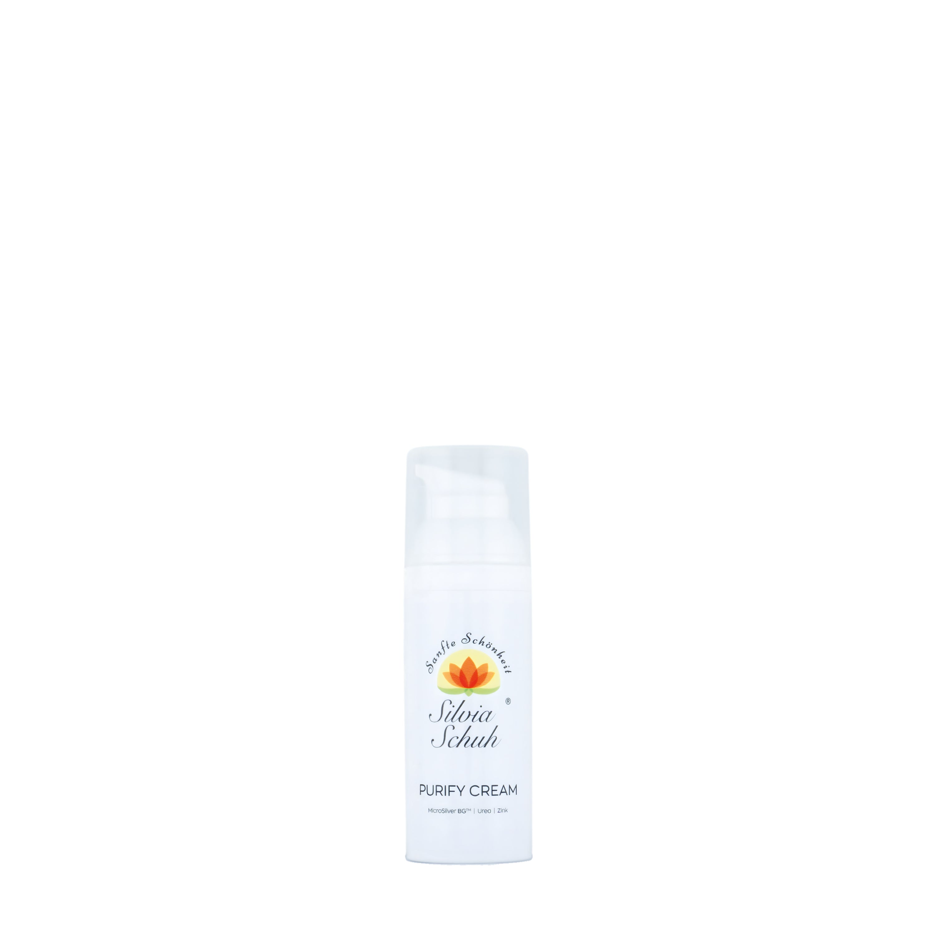 Purify Cream in weißem Pumpspender