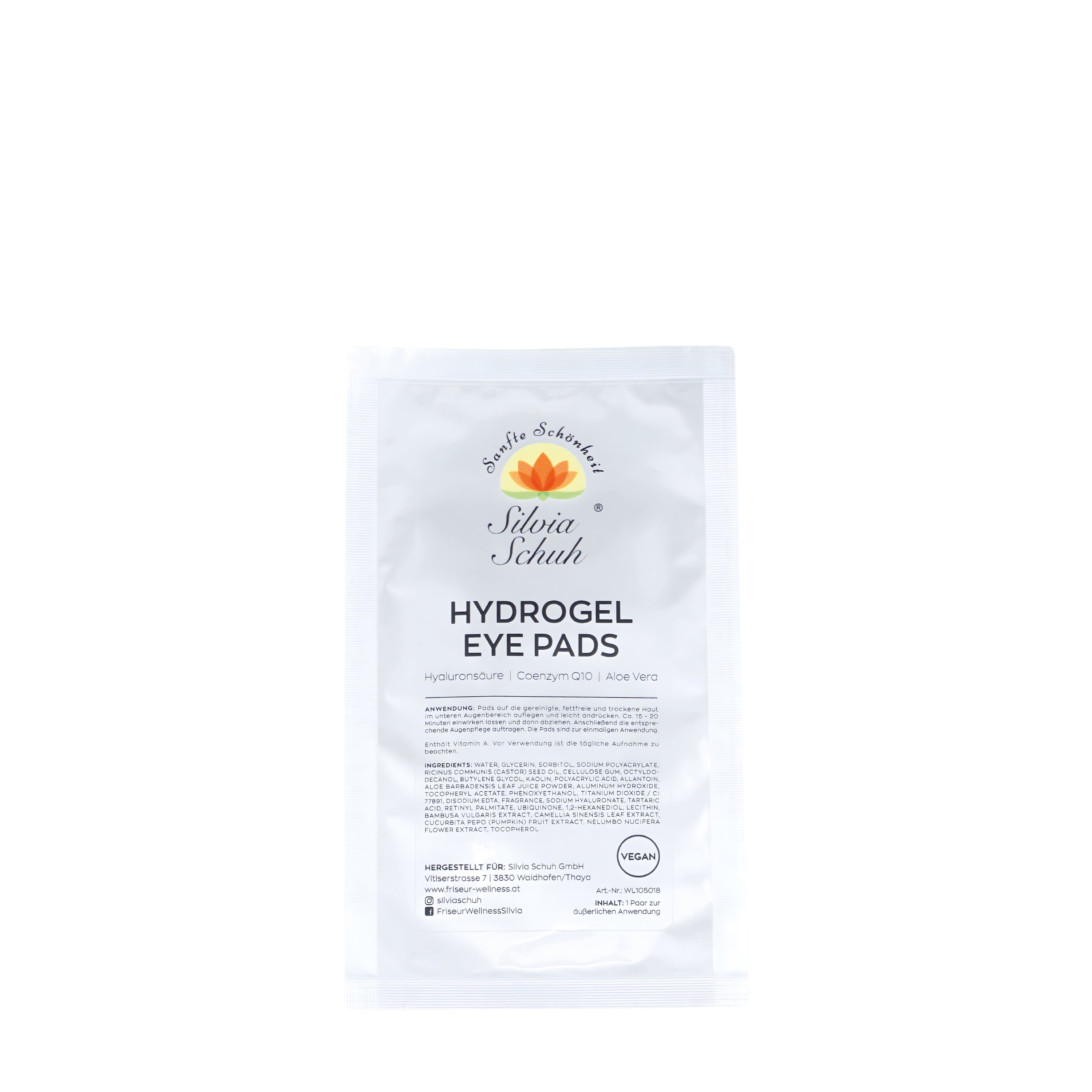 Hydro Eye Pads in silberner Verpackung