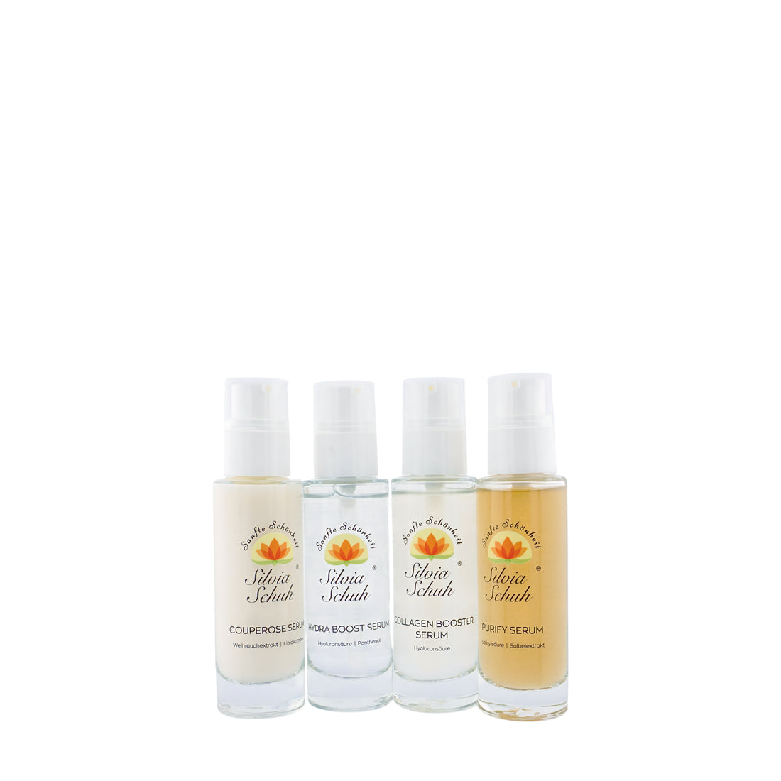 Feuchtigkeits- &amp; Pflegeserenset bestehend aus Couperose-, Hydra Booster, Collagen und Purity Serum