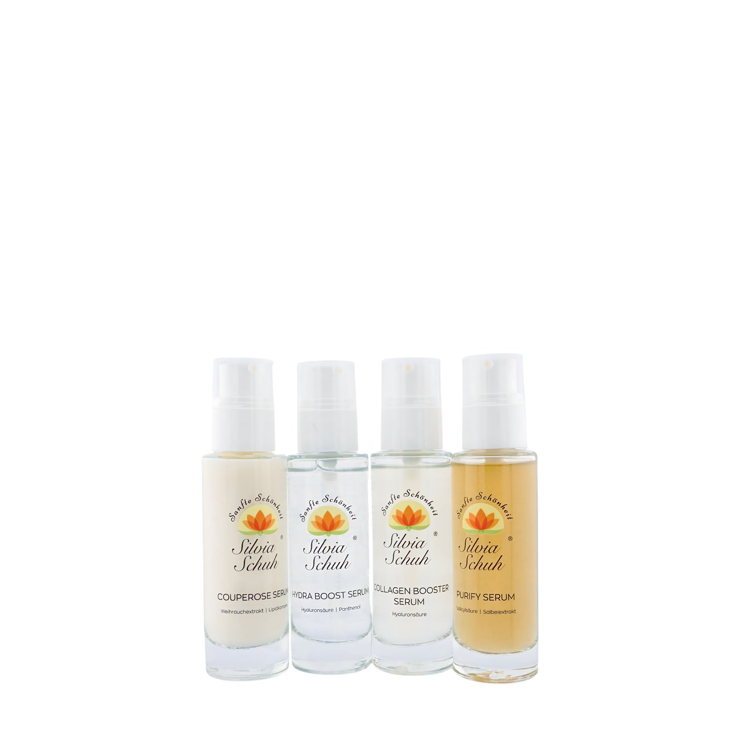 Feuchtigkeits- &amp; Pflegeserenset bestehend aus Couperose-, Hydra Booster, Collagen und Purity Serum